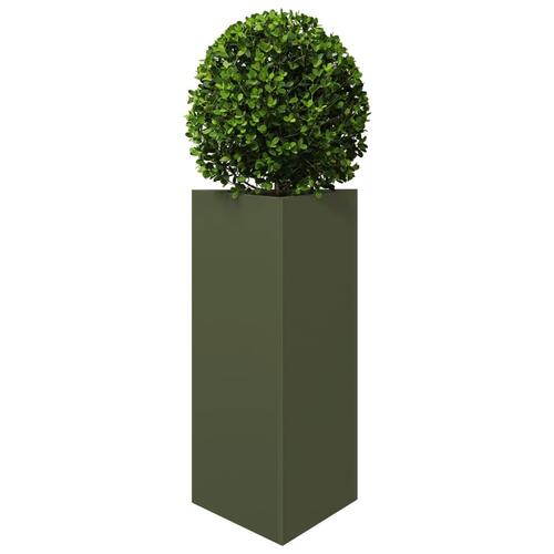 Plantekasser 2 stk. 40x34,5x70 cm trekantet stål olivengrøn