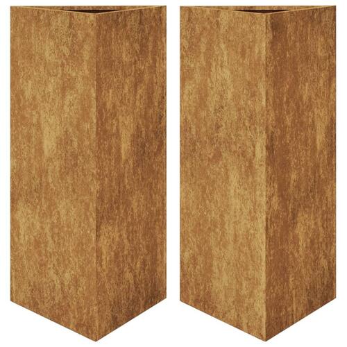 Plantekasser 2stk. 40x40x75 cm trekantet vejrbestandigt stål