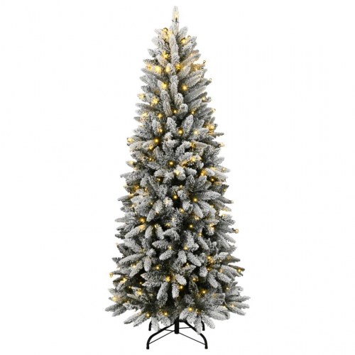 Kunstigt juletræ med sne og 150 LED'er - 150 cm