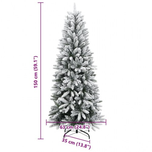 Kunstigt juletræ med sne og 150 LED'er - 150 cm
