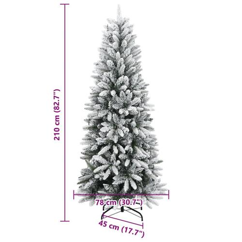 Kunstigt juletræ med 300 LED'er og sne 210 cm