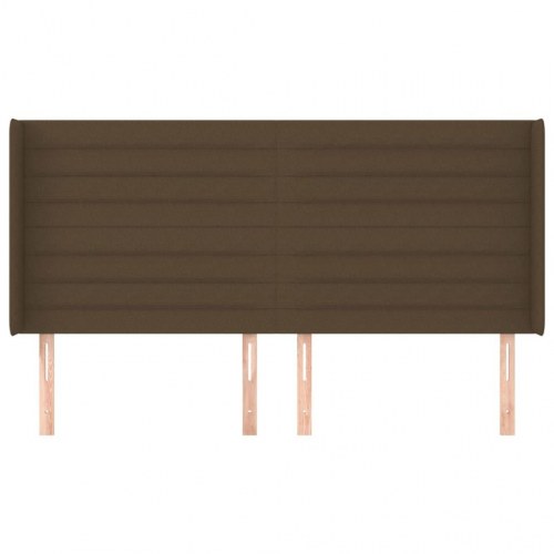 Sengegavl med kanter i stof 203 x 16 x 118/128 cm - mørkebrun