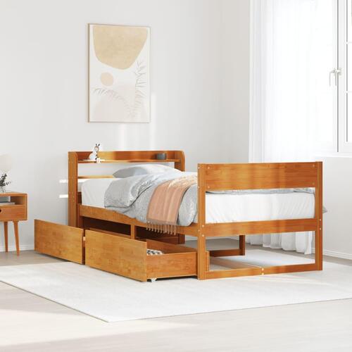 Sengeramme uden madras 100x200 cm massivt fyrretræ gyldenbrun