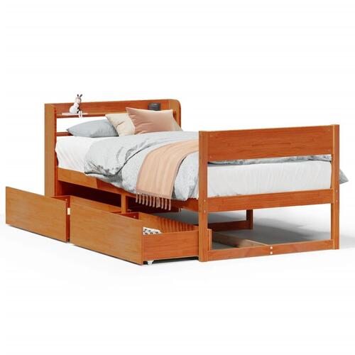Sengeramme uden madras 100x200 cm massivt fyrretræ gyldenbrun