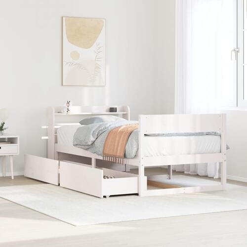 Sengeramme uden madras 90x200 cm massivt fyrretræ hvid