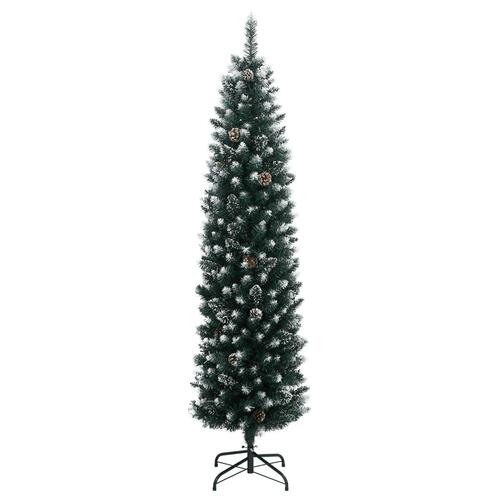 Kunstigt smalt juletræ med 300 LED-lys 210 cm