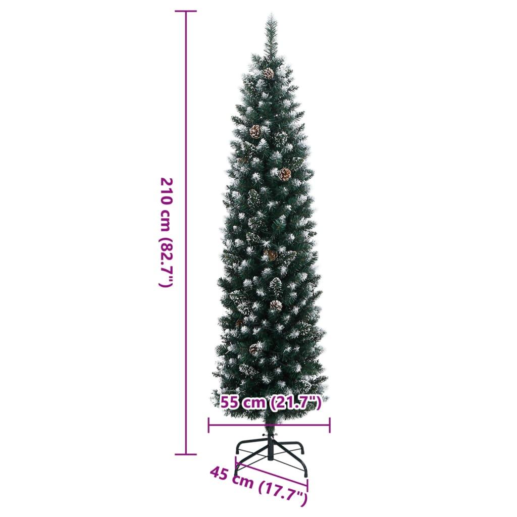 Kunstigt smalt juletræ med 300 LED-lys 210 cm