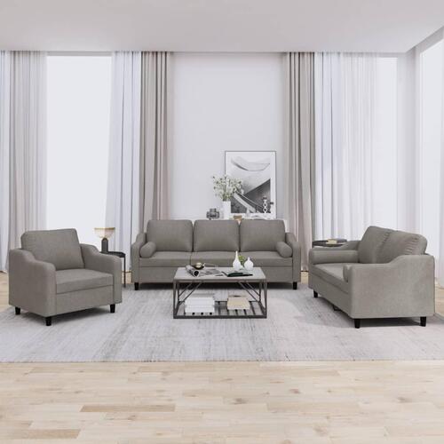 3 personers sofa med puder stof gråbrun