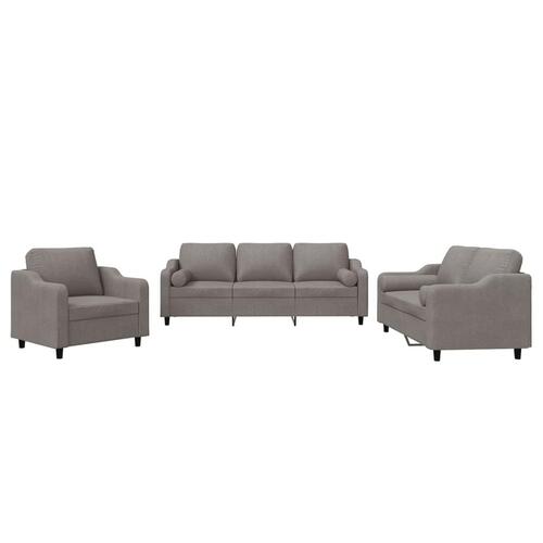 3 personers sofa med puder stof gråbrun
