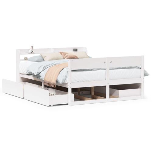 Sengeramme uden madras 140x200 cm massivt fyrretræ hvid