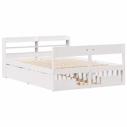 Sengeramme uden madras 140x200 cm massivt fyrretræ hvid