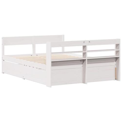 Sengeramme uden madras 140x200 cm massivt fyrretræ hvid