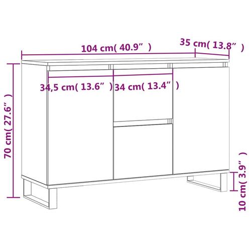 Skænk 104x35x70 cm konstrueret træ sonoma-eg