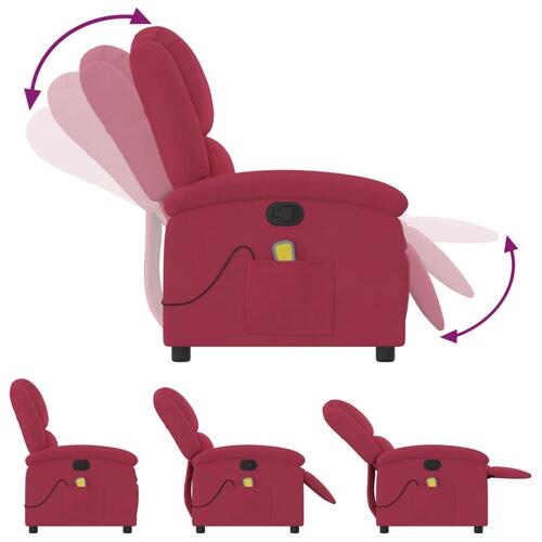 Massagestol velour vinrød