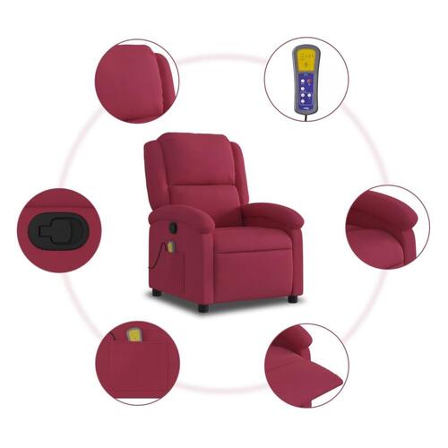 Massagestol velour vinrød