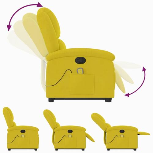 Løftestol med massagefunktion fløjl gul
