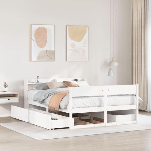 Sengeramme uden madras 120x190 cm massivt fyrretræ hvid