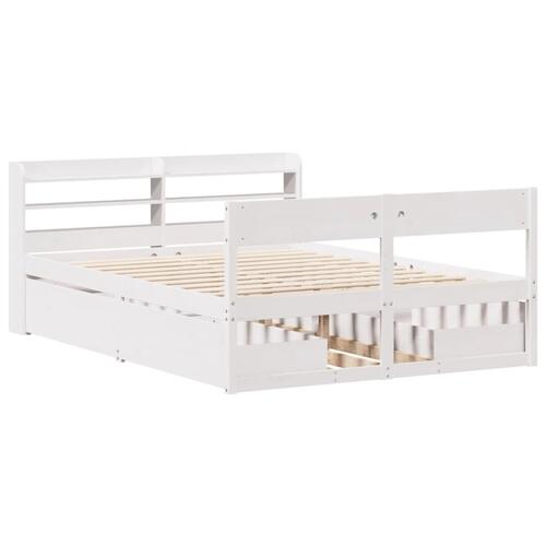 Sengeramme uden madras 120x190 cm massivt fyrretræ hvid