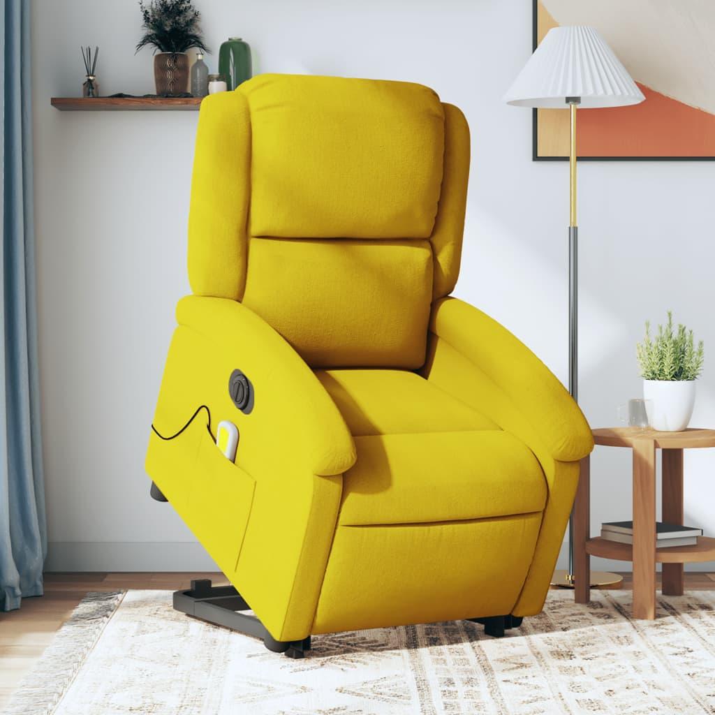 Løftestol med massagefunktion velour gul