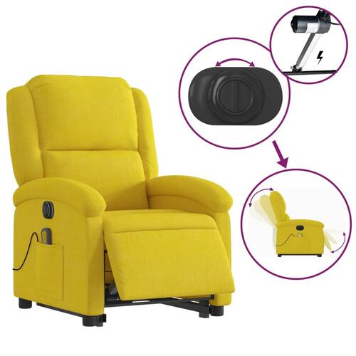 Løftestol med massagefunktion velour gul