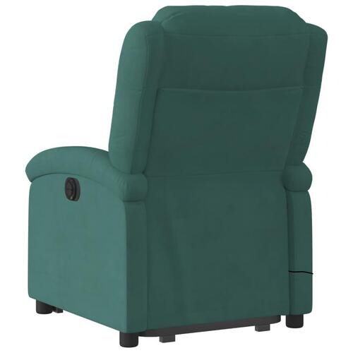 Massagestol med løftefunktion velour mørkegrøn