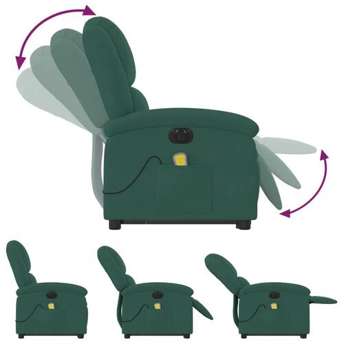 Massagestol med løftefunktion velour mørkegrøn