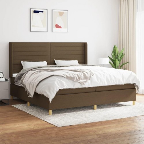 Kontinentalseng med madras 200×200 cm - stof, mørkebrun