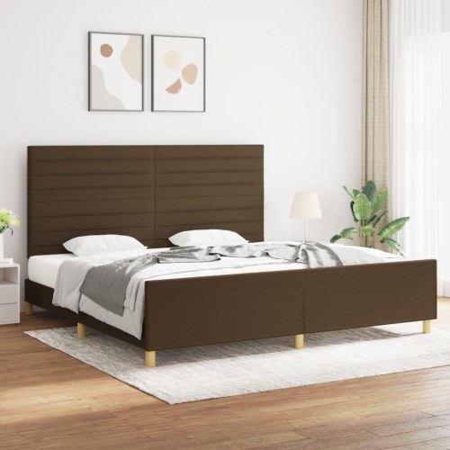 Sengeramme med sengegavl 200x200 cm - stof, mørkebrun