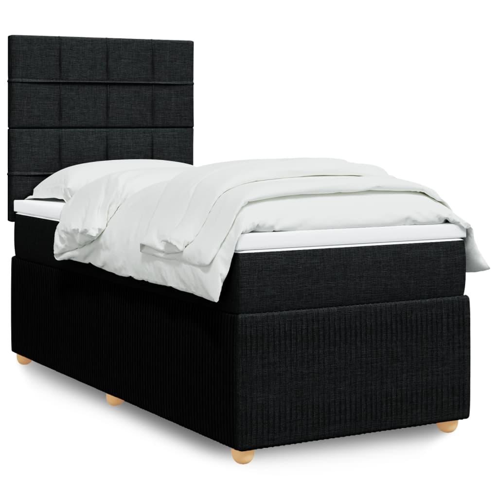Kontinentalseng med madras 90x200 cm stof sort billede