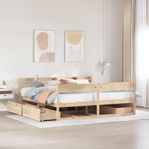 Sengeramme uden madras 200x200 cm massivt fyrretræ