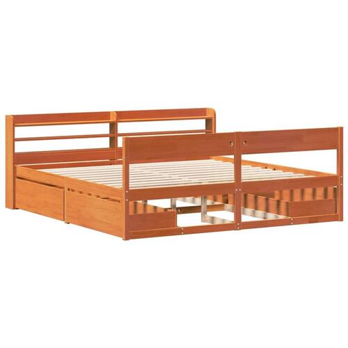 Sengeramme uden madras 200x200 cm massivt fyrretræ gyldenbrun
