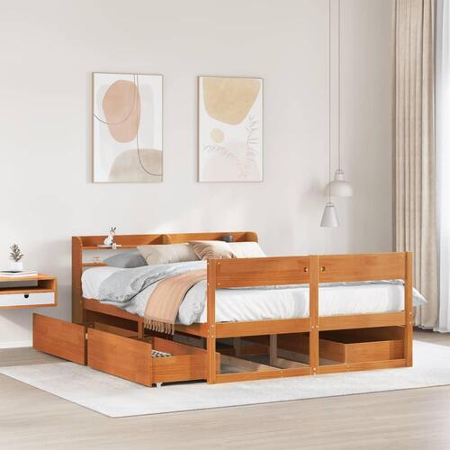 Sengeramme uden madras 120x200 cm massivt fyrretræ gyldenbrun