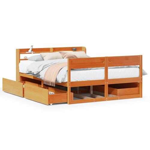 Sengeramme uden madras 120x200 cm massivt fyrretræ gyldenbrun
