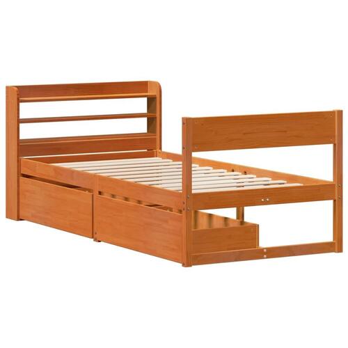 Sengeramme uden madras 90x200 cm massivt fyrretræ gyldenbrun