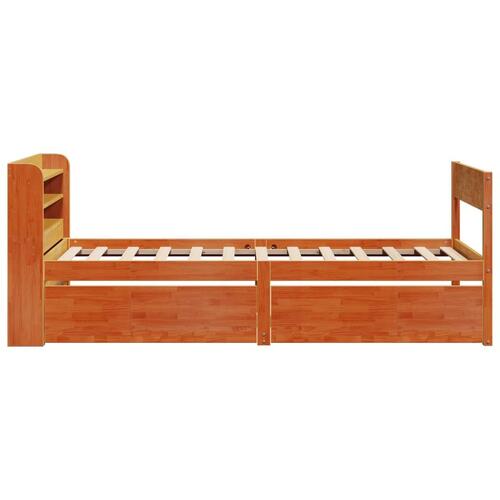 Sengeramme uden madras 90x200 cm massivt fyrretræ gyldenbrun