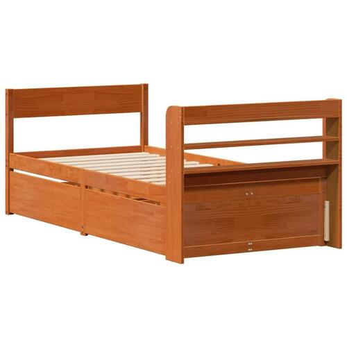 Sengeramme uden madras 90x200 cm massivt fyrretræ gyldenbrun