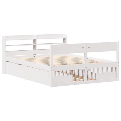 Sengeramme uden madras 135x190 cm massivt fyrretræ hvid