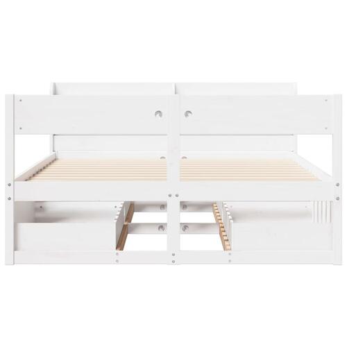 Sengeramme uden madras 135x190 cm massivt fyrretræ hvid