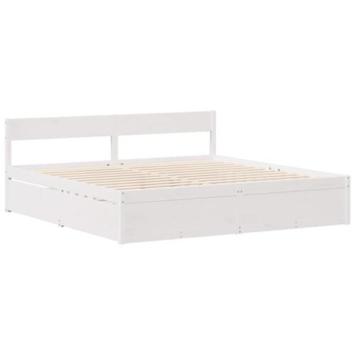 Sengeramme uden madras 135x190 cm massivt fyrretræ hvid