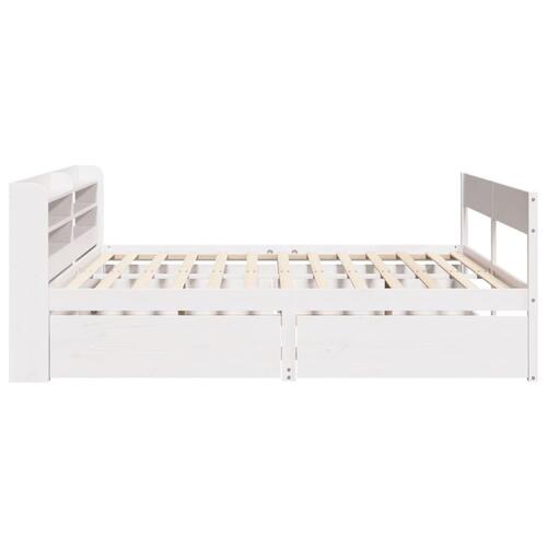 Sengeramme uden madras 135x190 cm massivt fyrretræ hvid
