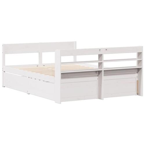 Sengeramme uden madras 135x190 cm massivt fyrretræ hvid