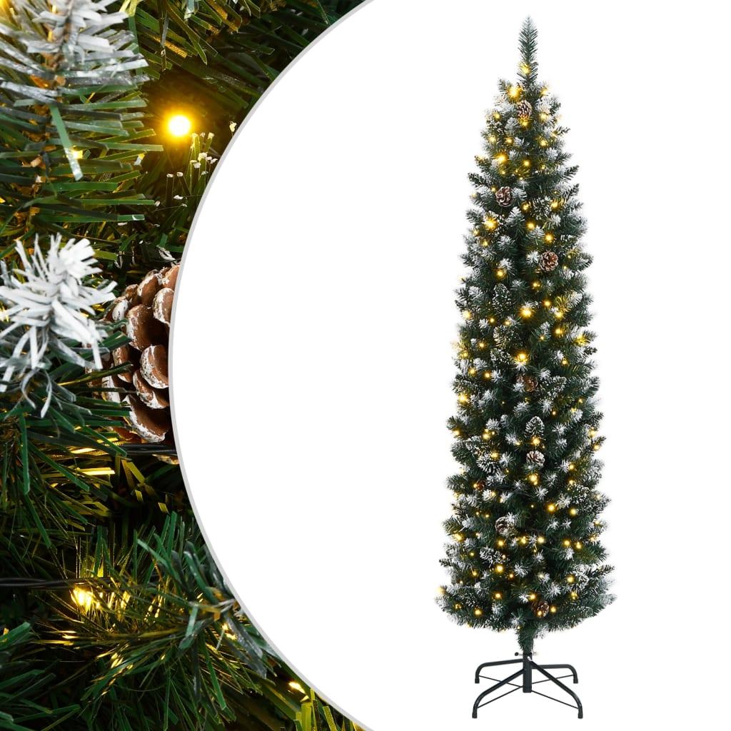 Kunstigt smalt juletræ med 300 LED-lys 180 cm
