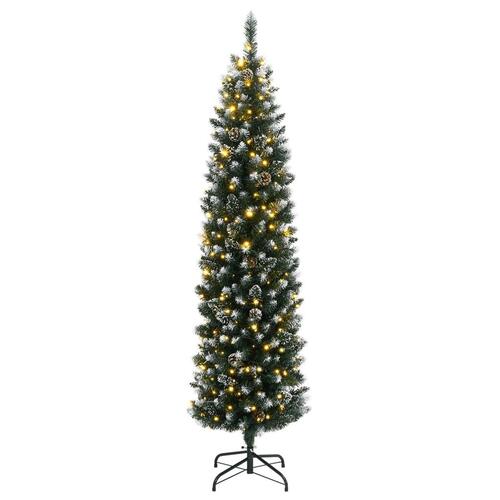 Kunstigt smalt juletræ med 300 LED-lys 240 cm