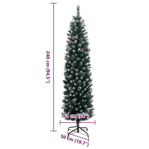 Kunstigt smalt juletræ med 300 LED-lys 240 cm