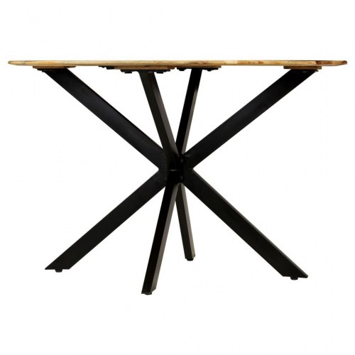 Rundt spisebord i massivt ru mangotræ og stål - Ø120 x H77 cm