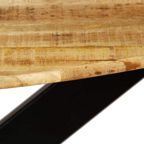 Rundt spisebord i massivt ru mangotræ og stål - Ø120 x H77 cm