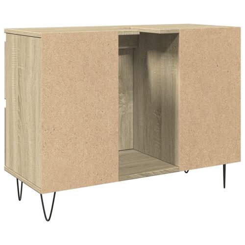 Badeværelsesskab 80x33x60 cm konstrueret træ sonoma-eg