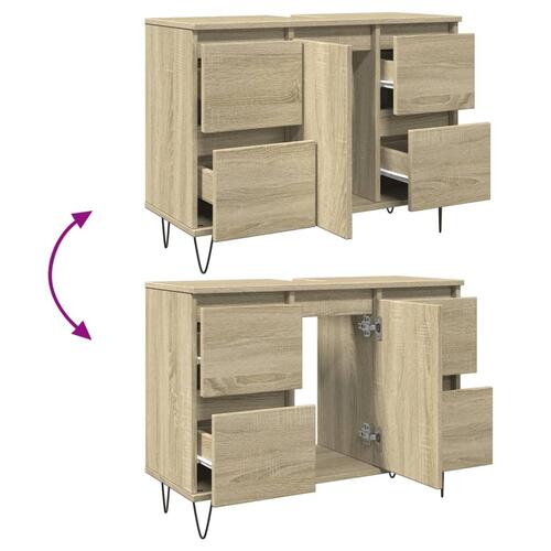 Badeværelsesskab 80x33x60 cm konstrueret træ sonoma-eg