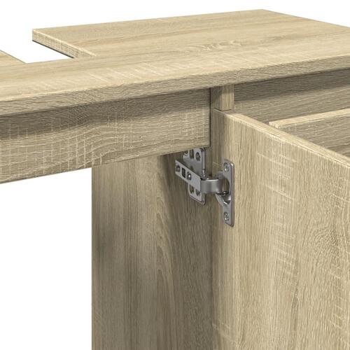 Badeværelsesskab 80x33x60 cm konstrueret træ sonoma-eg