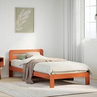 Sengeramme uden madras 100x200 cm massivt fyrretræ gyldenbrun